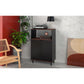 Manhattan Comfort Mosholu Accent Cabinet With 3 Shelves In Black & Nut Brown