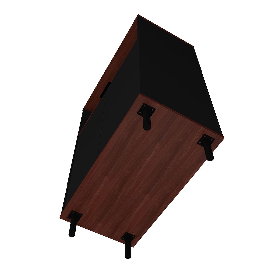 Manhattan Comfort Mosholu Accent Cabinet With 3 Shelves In Black & Nut Brown