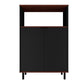 Manhattan Comfort Mosholu Accent Cabinet With 3 Shelves In Black & Nut Brown