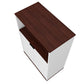 Manhattan Comfort Mosholu Accent Cabinet With 3 Shelves In White & Nut Brown