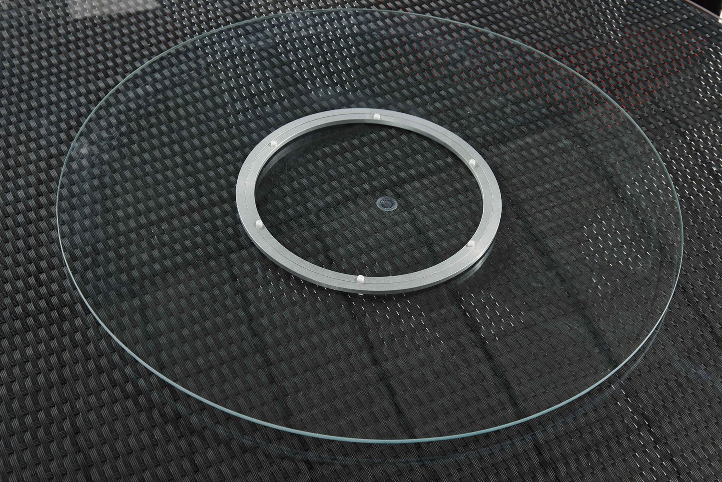 Manhattan Comfort Nightingdale Black 7-Piece Rattan Outdoor Dining Set With Cream & White Cushions