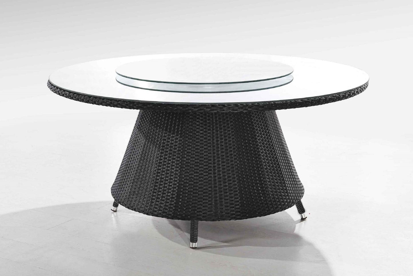 Manhattan Comfort Nightingdale Black 7-Piece Rattan Outdoor Dining Set With Red & White Cushions