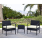 Manhattan Comfort Noli Steel Rattan 3-Piece Patio Conversation Set With Cushions In Cream