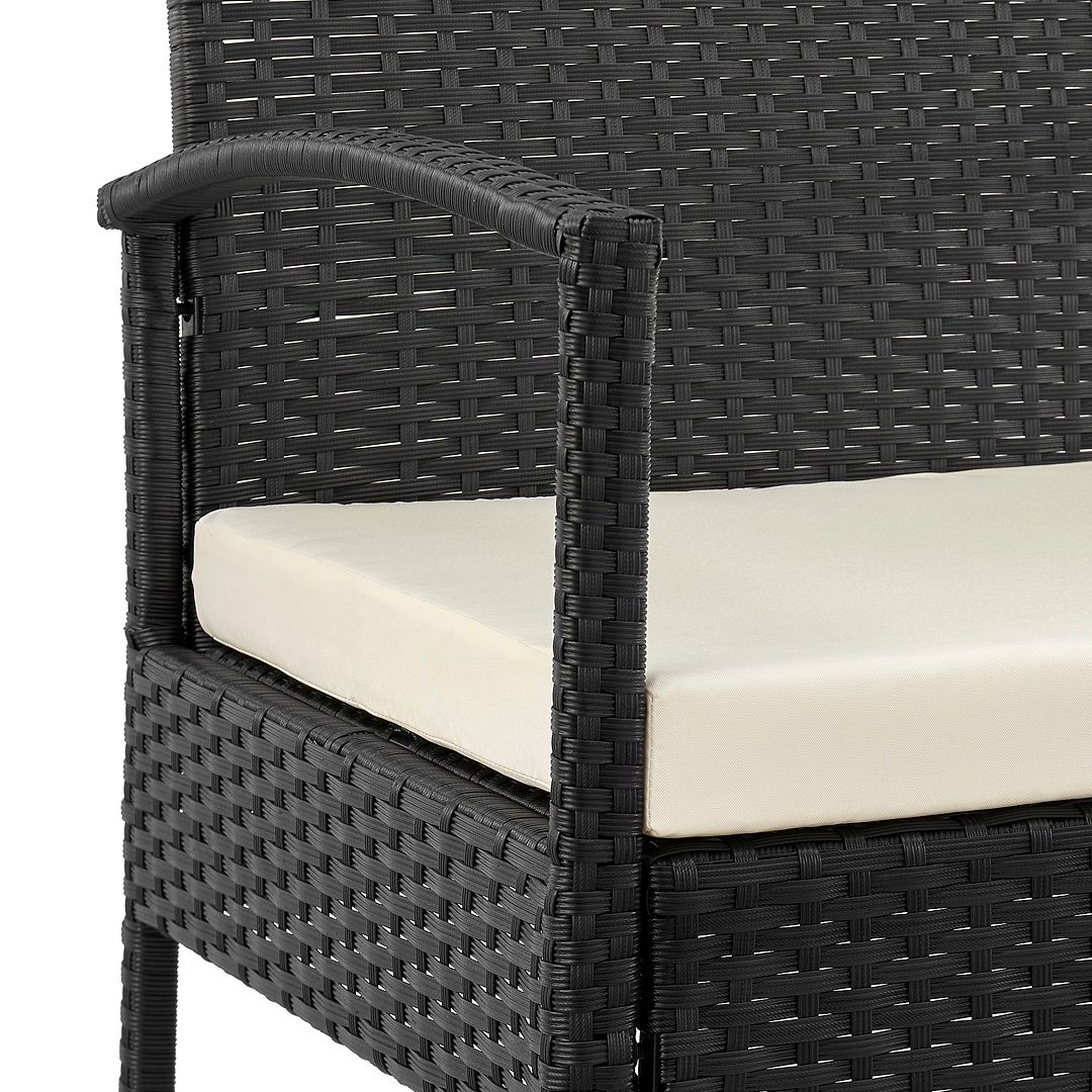 Manhattan Comfort Noli Steel Rattan 3-Piece Patio Conversation Set With Cushions In Cream