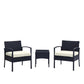 Manhattan Comfort Noli Steel Rattan 3-Piece Patio Conversation Set With Cushions In Cream