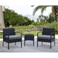 Manhattan Comfort Noli Steel Rattan 3-Piece Patio Conversation Set With Cushions In Gray
