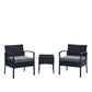 Manhattan Comfort Noli Steel Rattan 3-Piece Patio Conversation Set With Cushions In Gray