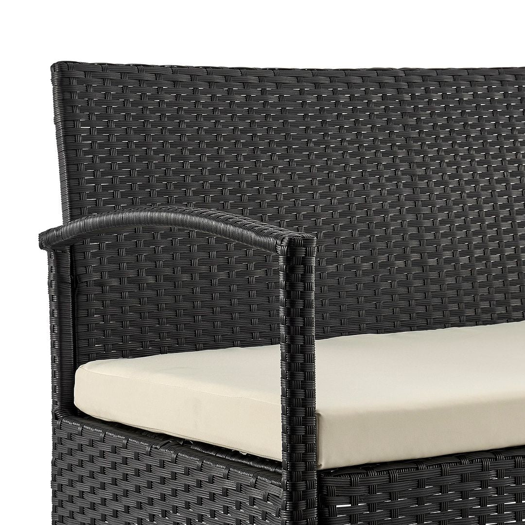 Manhattan Comfort Noli Steel Rattan 4-Piece Patio Conversation Set With Cushions In Cream