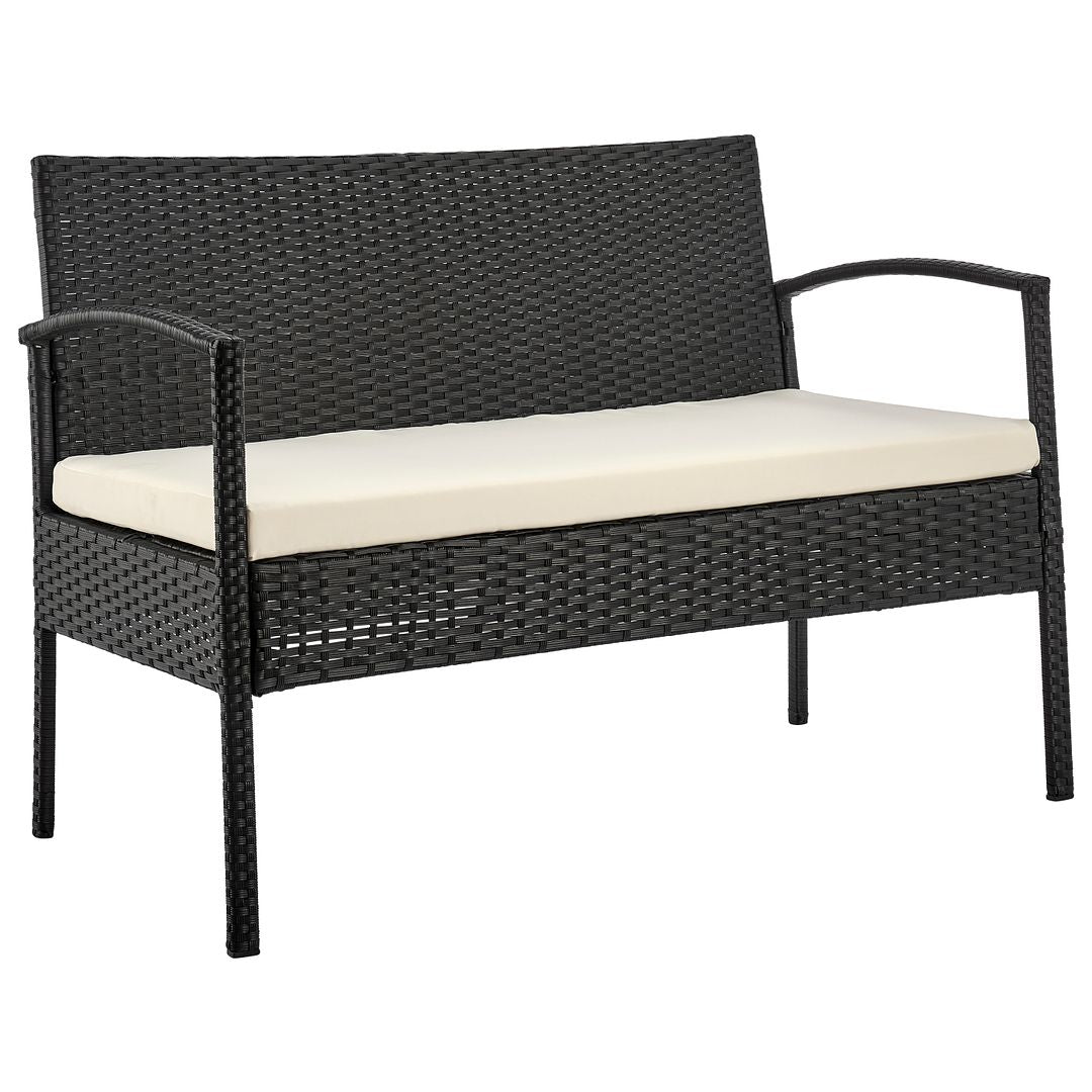 Manhattan Comfort Noli Steel Rattan 4-Piece Patio Conversation Set With Cushions In Cream