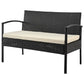 Manhattan Comfort Noli Steel Rattan 4-Piece Patio Conversation Set With Cushions In Cream
