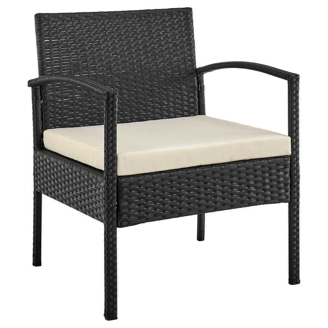 Manhattan Comfort Noli Steel Rattan 4-Piece Patio Conversation Set With Cushions In Cream