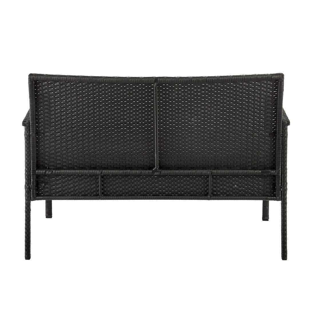 Manhattan Comfort Noli Steel Rattan 4-Piece Patio Conversation Set With Cushions In Cream