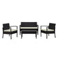 Manhattan Comfort Noli Steel Rattan 4-Piece Patio Conversation Set With Cushions In Cream