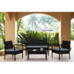 Manhattan Comfort Noli Steel Rattan 4-Piece Patio Conversation Set With Cushions In Gray