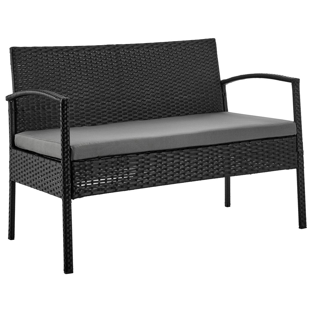 Manhattan Comfort Noli Steel Rattan 4-Piece Patio Conversation Set With Cushions In Gray