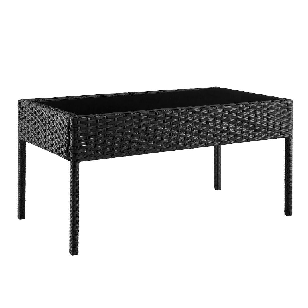 Manhattan Comfort Noli Steel Rattan 4-Piece Patio Conversation Set With Cushions In Gray