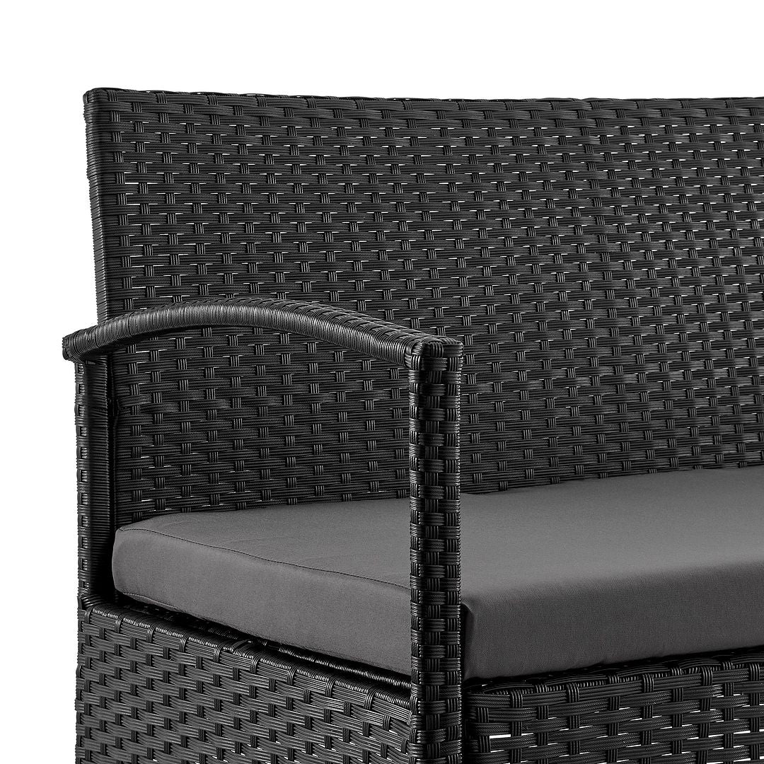 Manhattan Comfort Noli Steel Rattan 4-Piece Patio Conversation Set With Cushions In Gray