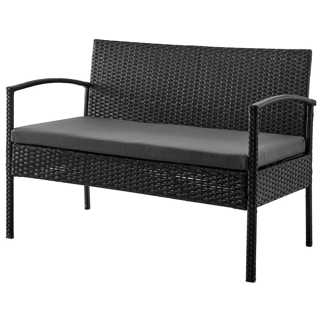 Manhattan Comfort Noli Steel Rattan 4-Piece Patio Conversation Set With Cushions In Gray