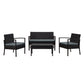 Manhattan Comfort Noli Steel Rattan 4-Piece Patio Conversation Set With Cushions In Gray