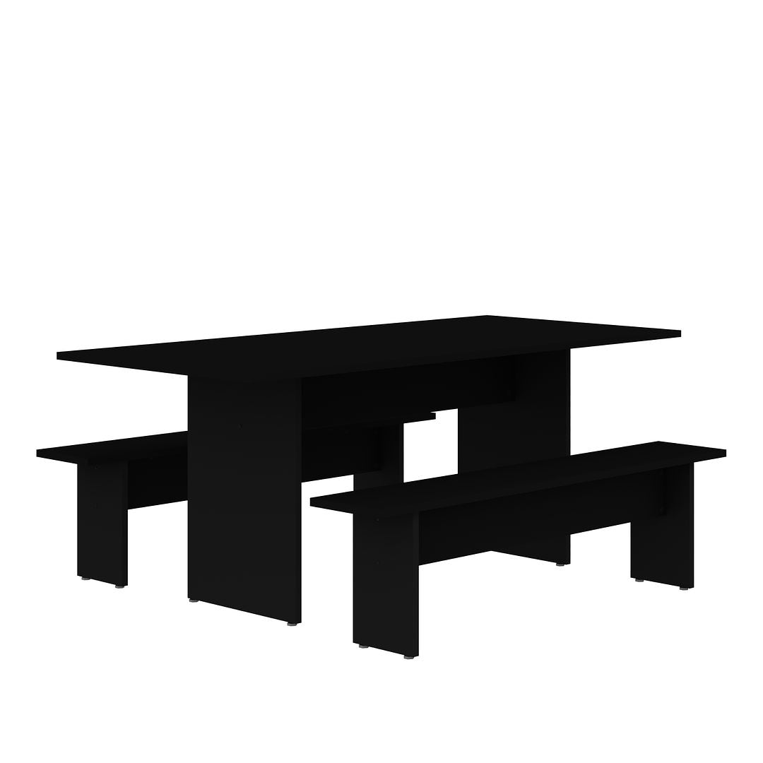 Manhattan Comfort Nomad 68" Black Modern Dining Set Of 3