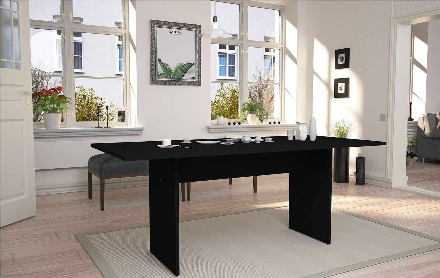 Manhattan Comfort Nomad 68" Black Modern Dining Table