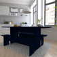 Manhattan Comfort Nomad 68" Tatiana Midnight Blue Modern Dining Set Of 3