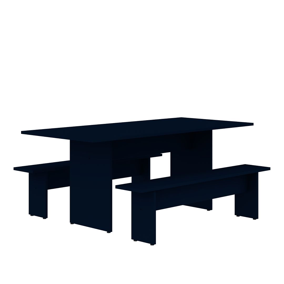 Manhattan Comfort Nomad 68" Tatiana Midnight Blue Modern Dining Set Of 3