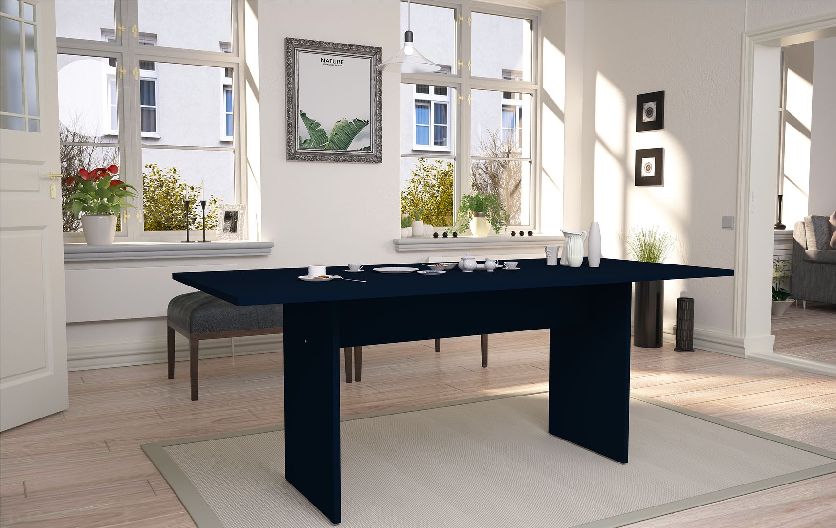 Manhattan Comfort Nomad 68" Tatiana Midnight Blue Modern Dining Table