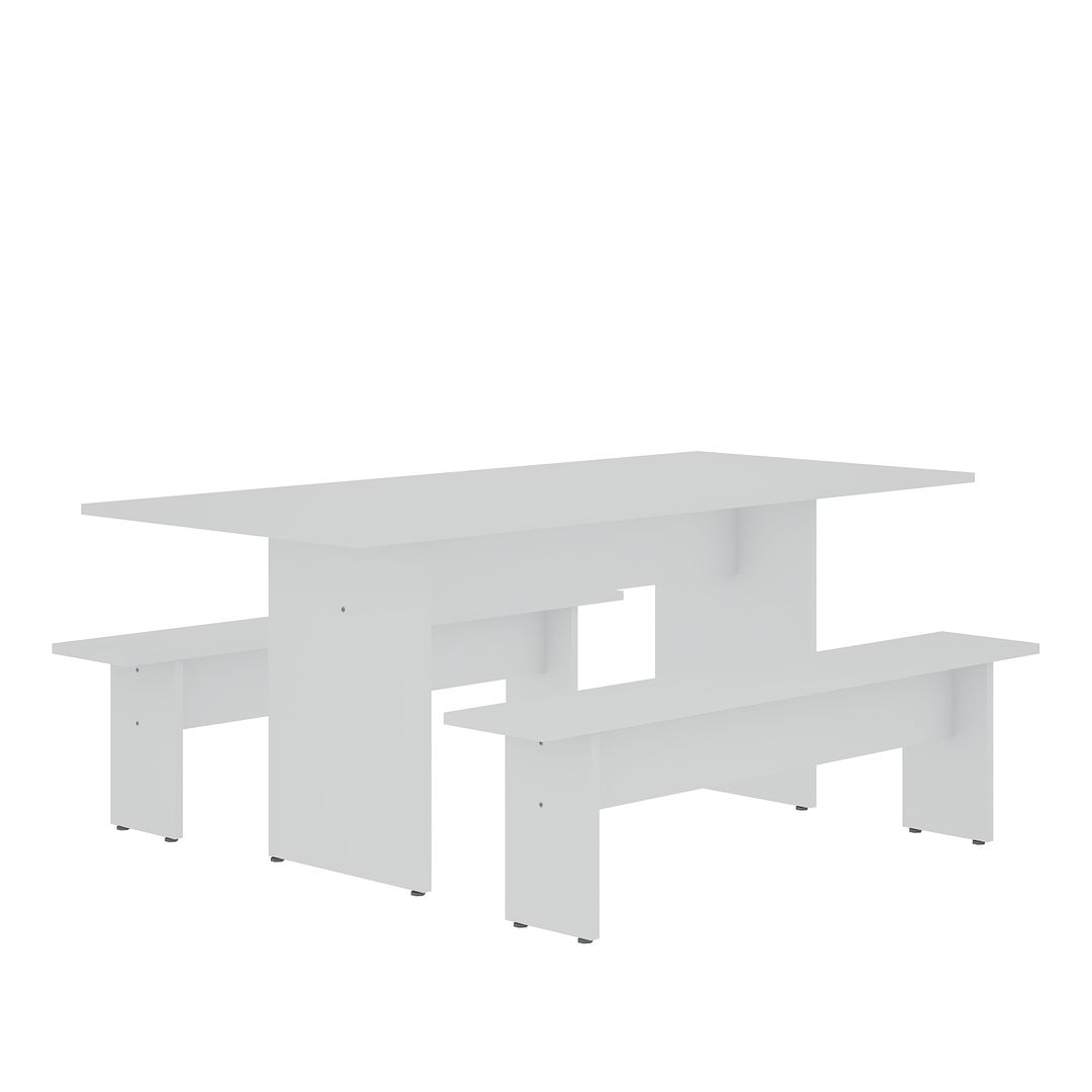 Manhattan Comfort Nomad 68" White Modern Dining Set Of 3