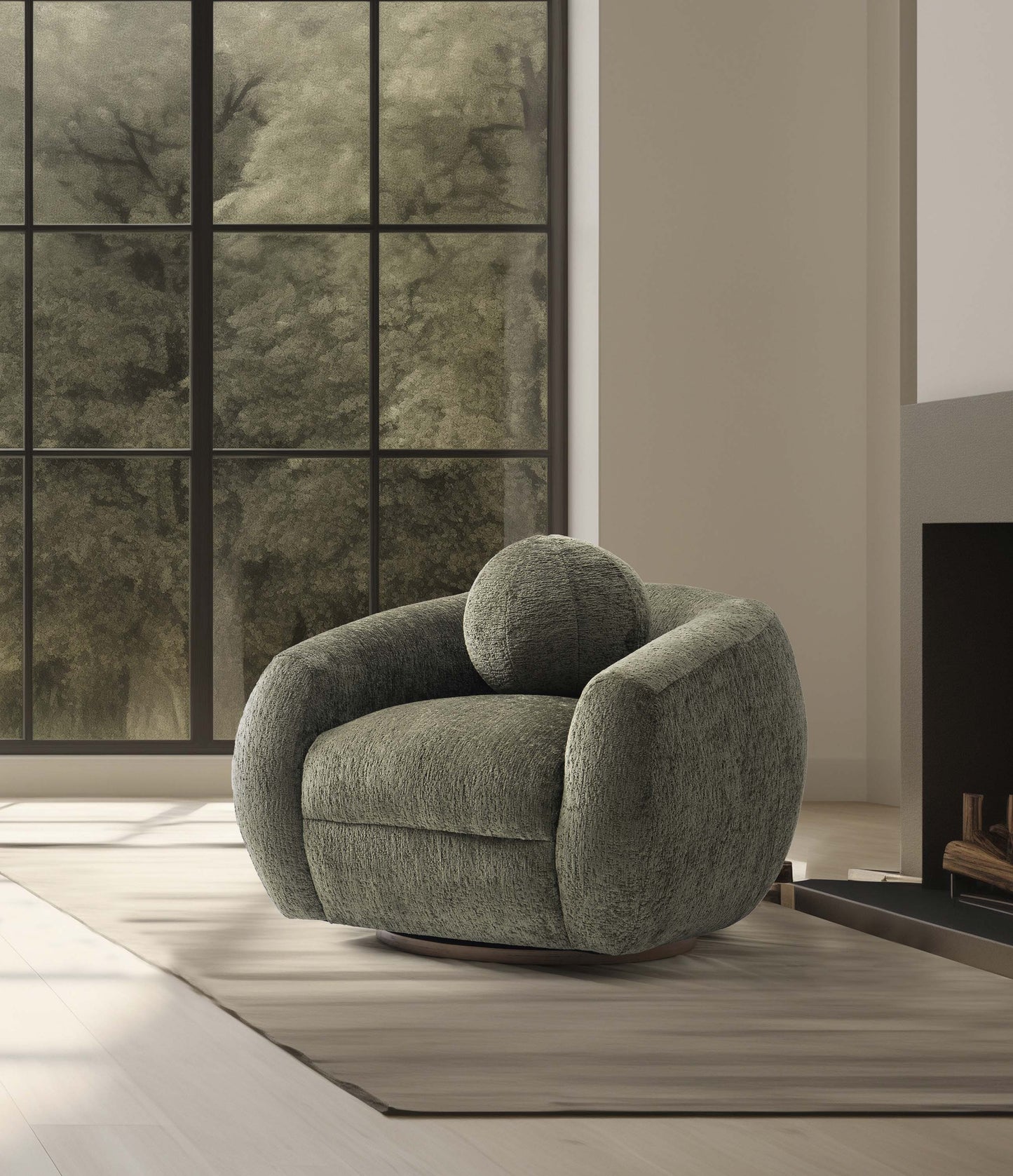 Manhattan Comfort Olive Green Modern Tribeca Chenille Accent Chair