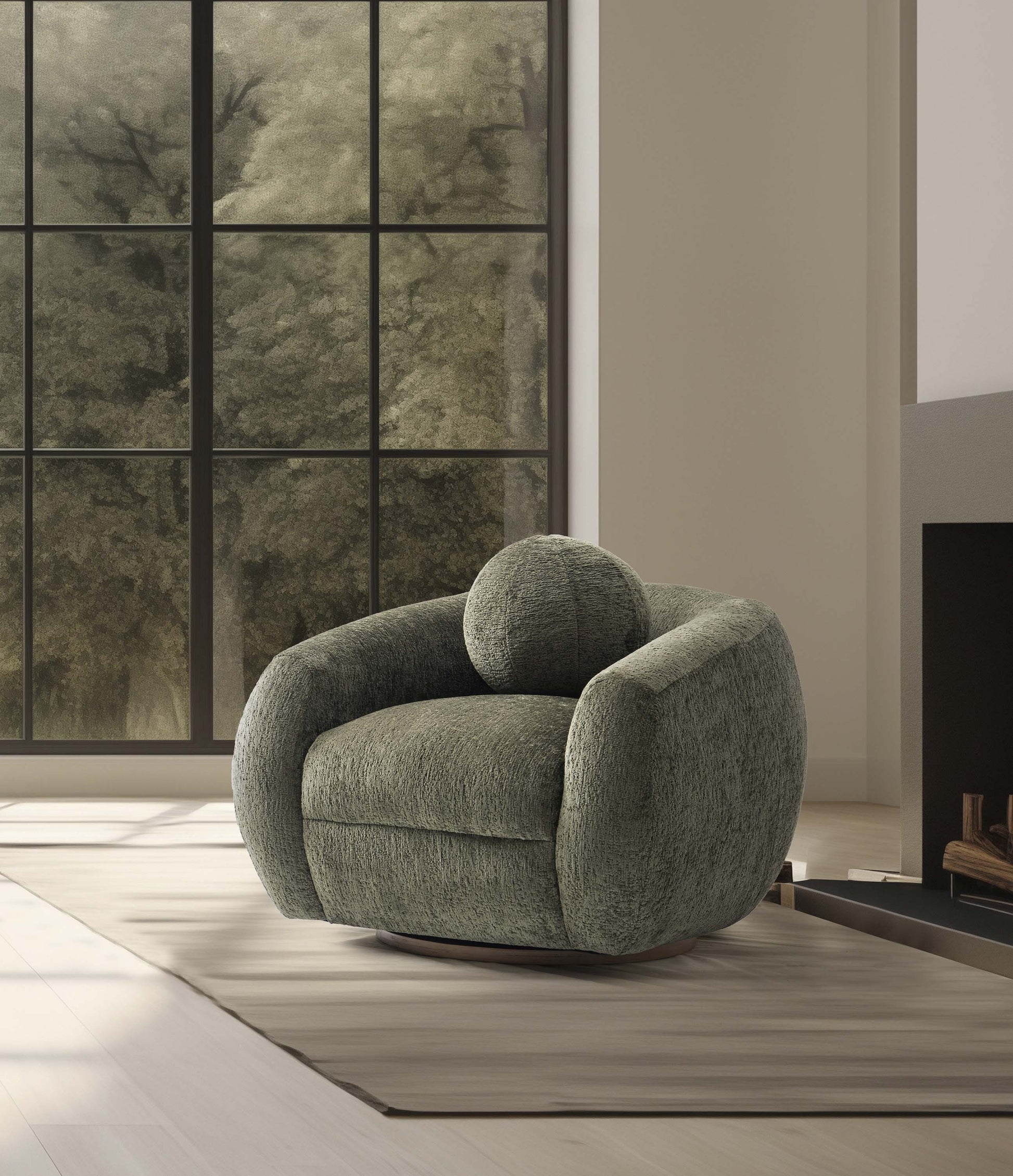 Manhattan Comfort Olive Green Modern Tribeca Chenille Accent Chair - Set Of 2