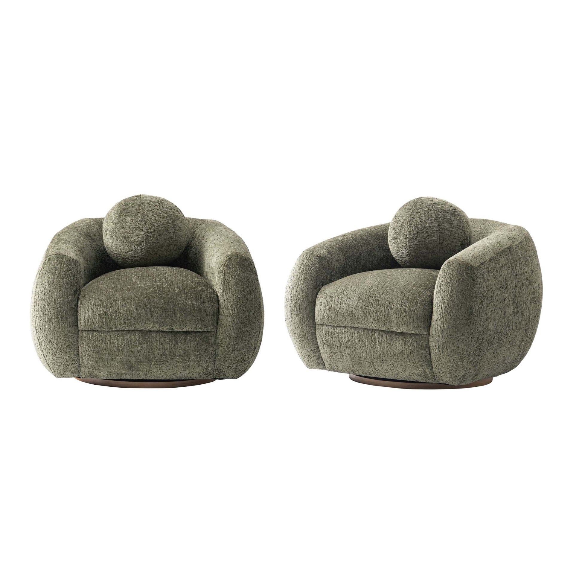 Manhattan Comfort Olive Green Modern Tribeca Chenille Accent Chair - Set Of 2