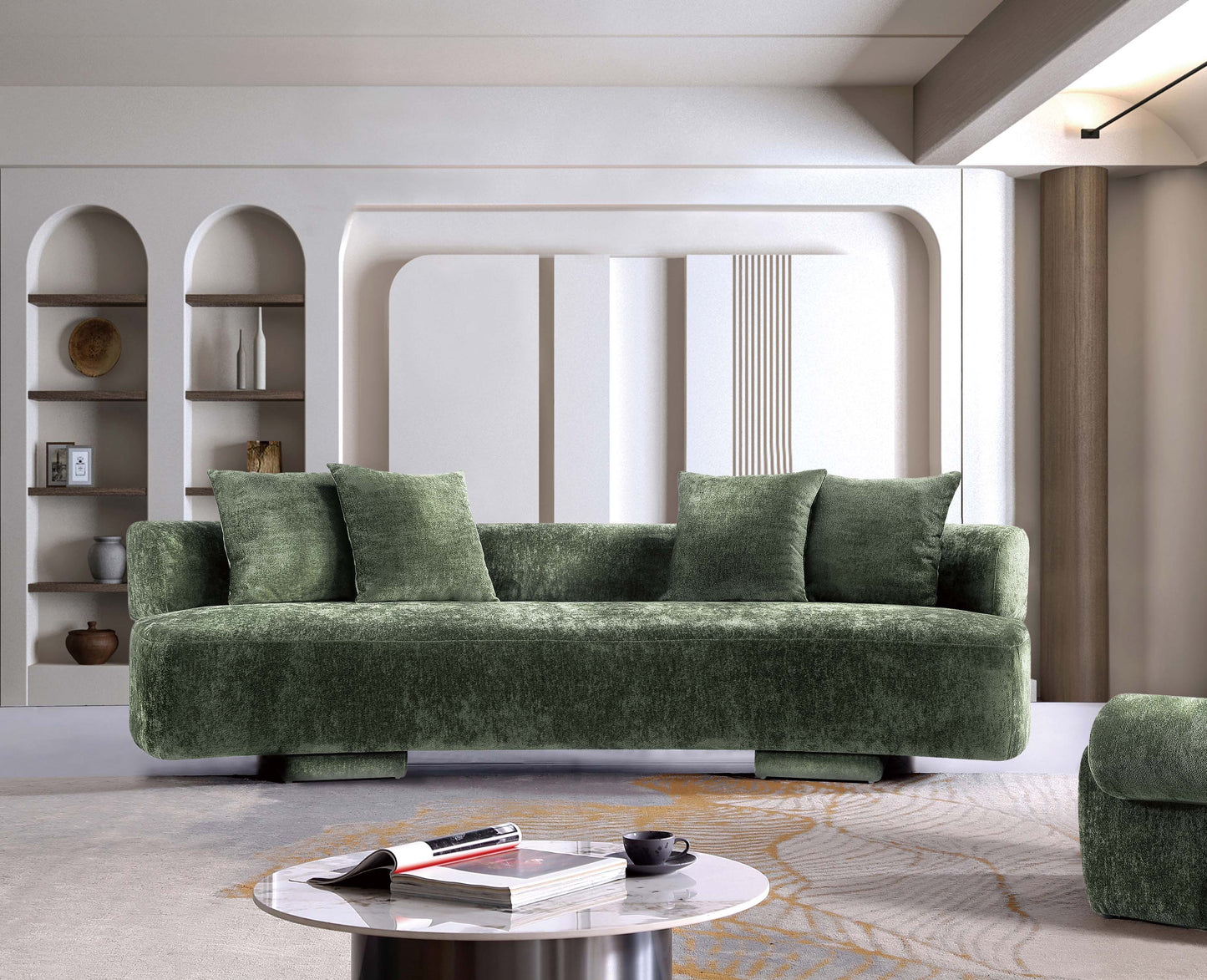 Manhattan Comfort Olive Green Modern Verandah Chenille 112" XL Sofa
