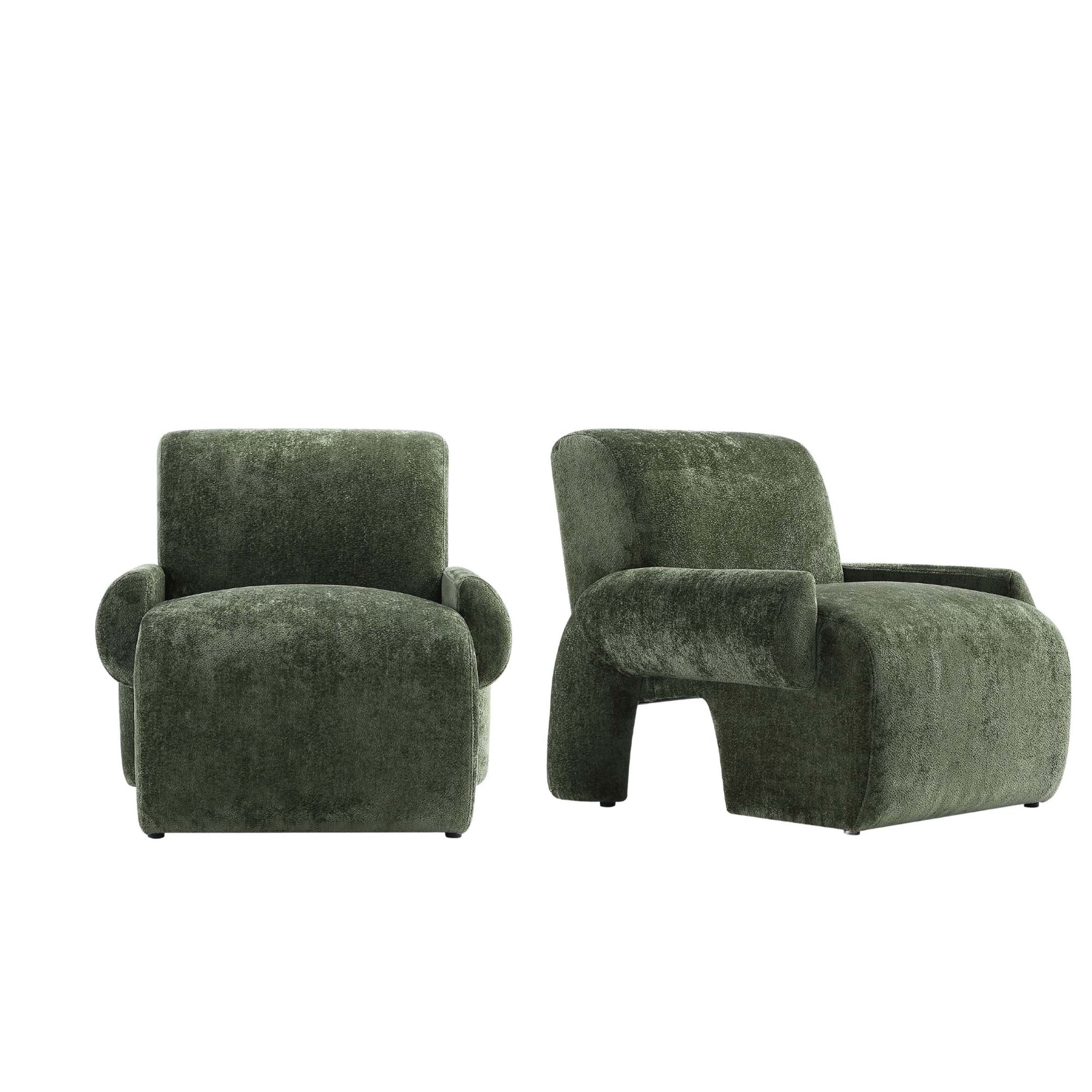 Manhattan Comfort Olive Green Modern Verandah Chenille Accent Chair In A Set Of 2