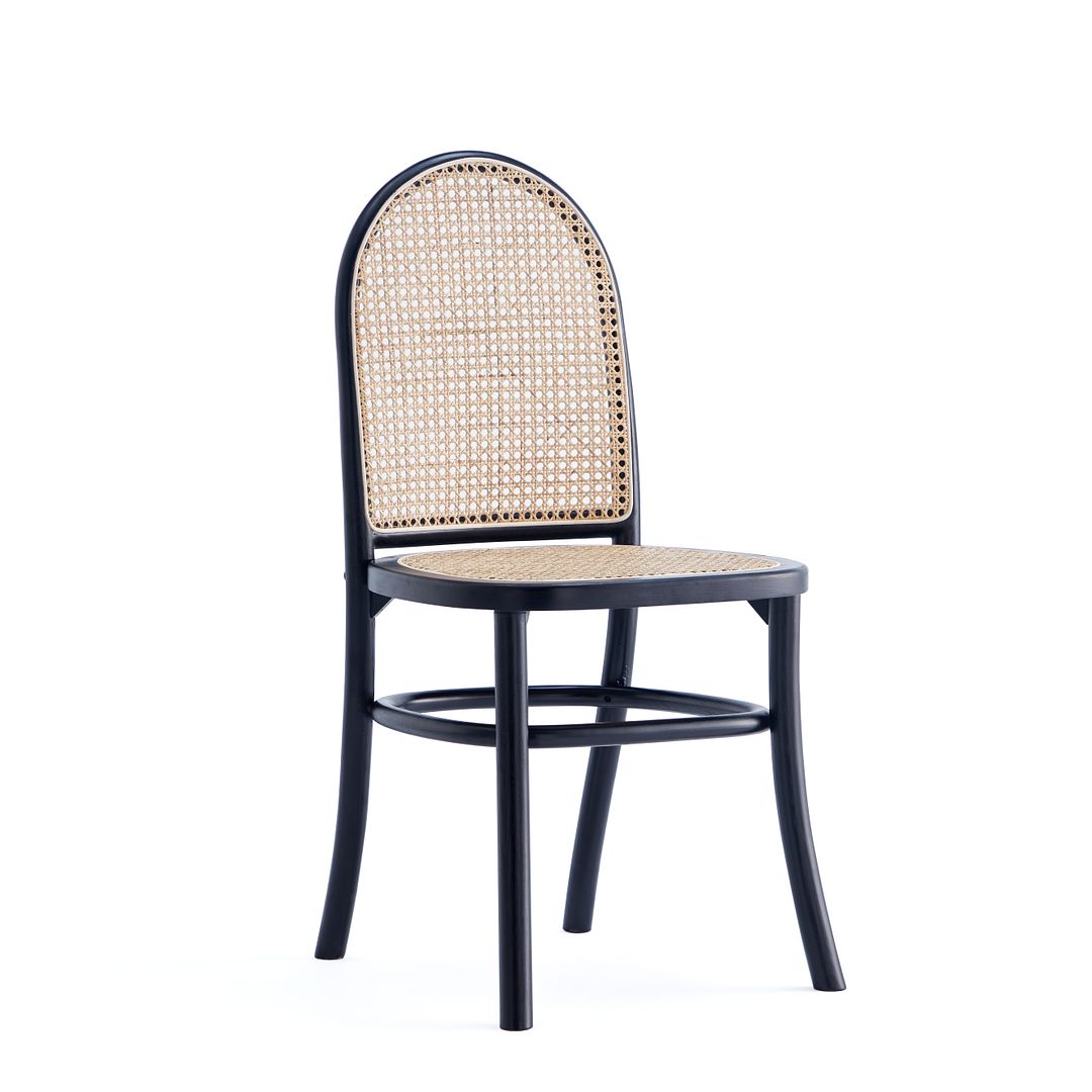 Manhattan Comfort Paragon Black & Cane Dining Chairs In A Set Of 2
