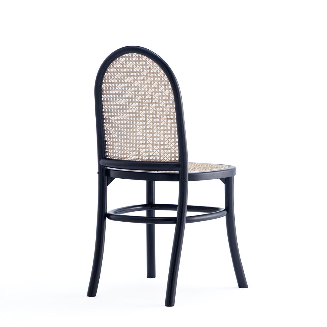 Manhattan Comfort Paragon Black & Cane Dining Chairs In A Set Of 2