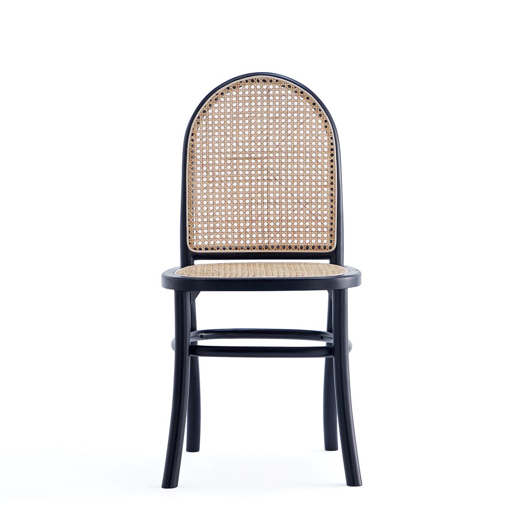 Manhattan Comfort Paragon Black & Cane Dining Chairs In A Set Of 2