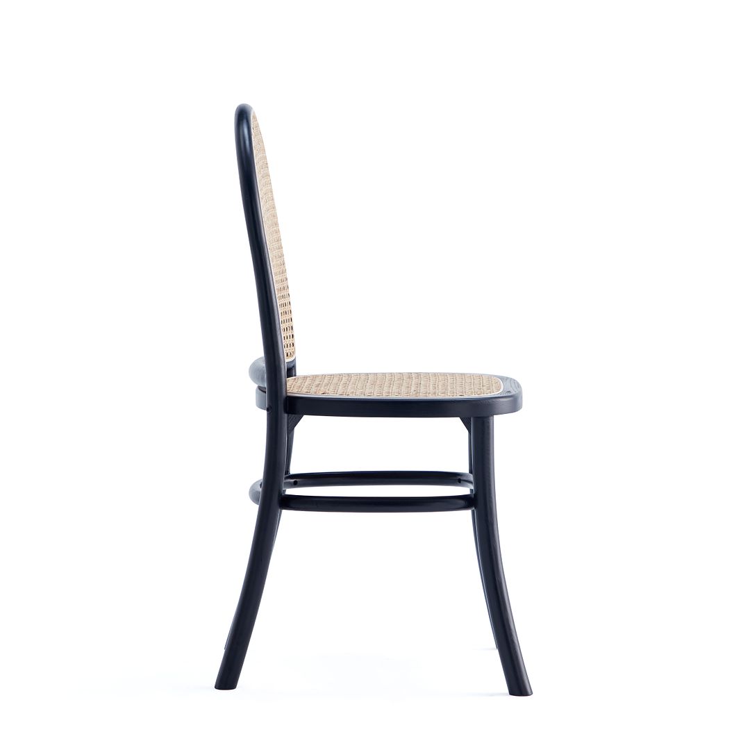 Manhattan Comfort Paragon Black & Cane Dining Chairs In A Set Of 2
