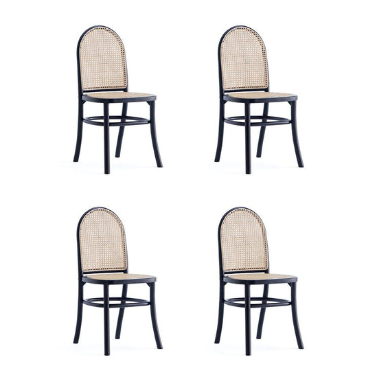 Manhattan Comfort Paragon Black & Cane Dining Chairs In A Set Of 4