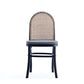 Manhattan Comfort Paragon Black & Cane Dining Chairs With Gray Cushions In A Set Of 2