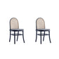 Manhattan Comfort Paragon Black & Cane Dining Chairs With Gray Cushions In A Set Of 2