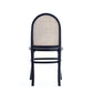 Manhattan Comfort Paragon Black & Cane Dining Chairs With Gray Cushions In A Set Of 4