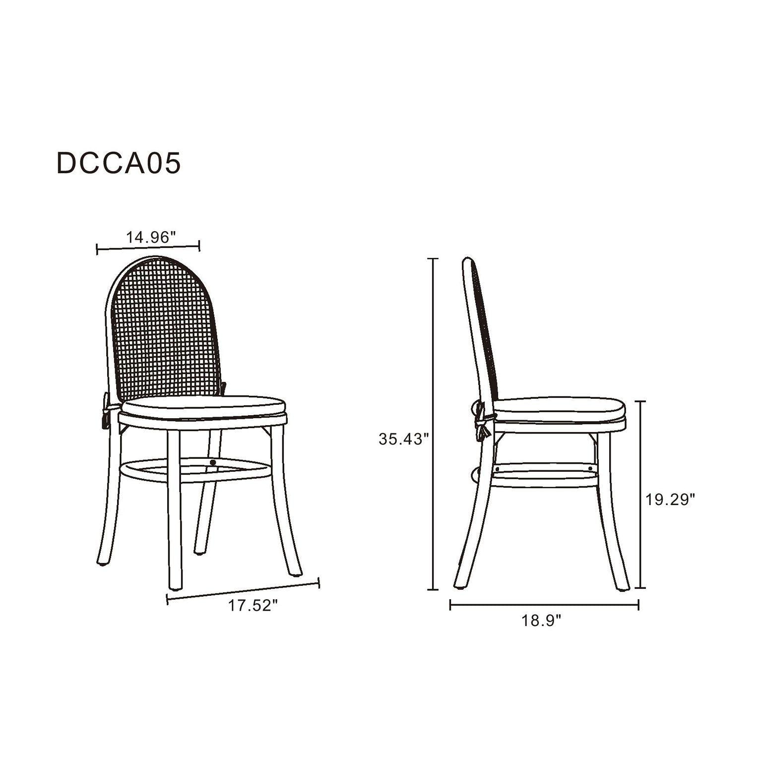 Manhattan Comfort Paragon Black & Cane Dining Chairs With Gray Cushions In A Set Of 4