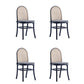Manhattan Comfort Paragon Black & Cane Dining Chairs With Gray Cushions In A Set Of 4