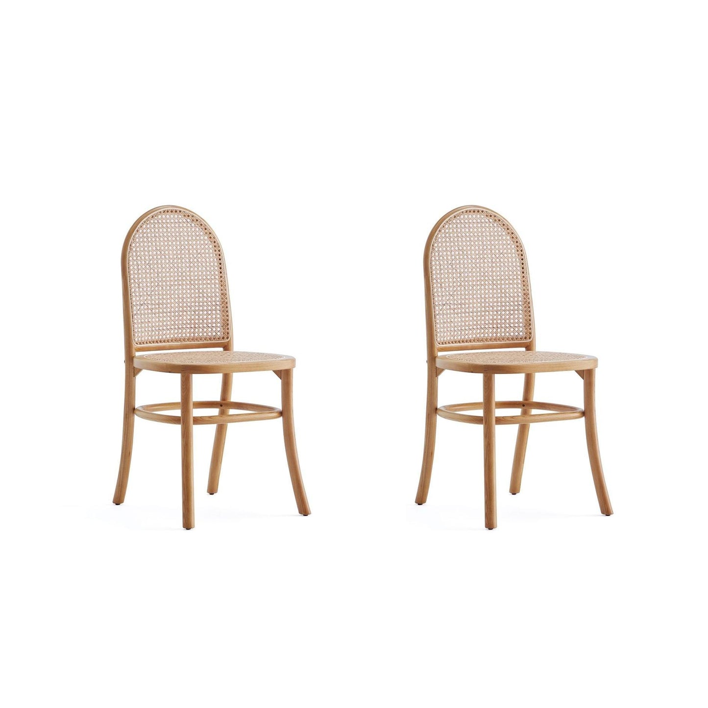 Manhattan Comfort Paragon Nature & Cane Dining Chairs In A Set Of 2