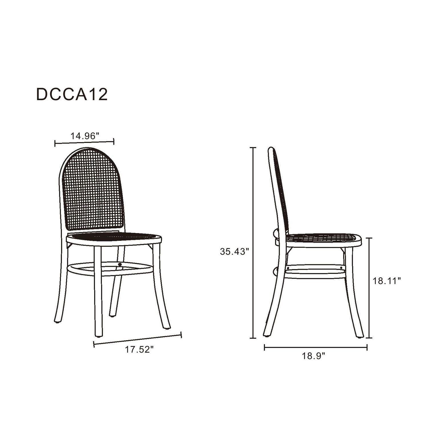 Manhattan Comfort Paragon Nature & Cane Dining Chairs In A Set Of 4