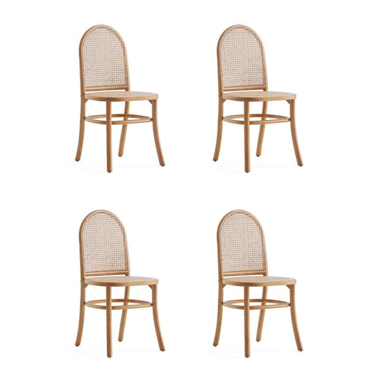 Manhattan Comfort Paragon Nature & Cane Dining Chairs In A Set Of 4