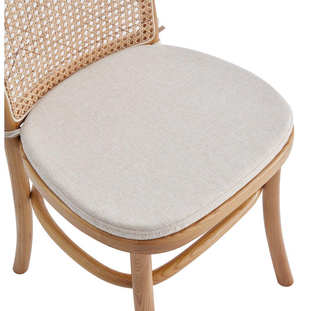 Manhattan Comfort Paragon Nature & Cane Dining Chairs With Cream Cushions In A Set Of 2