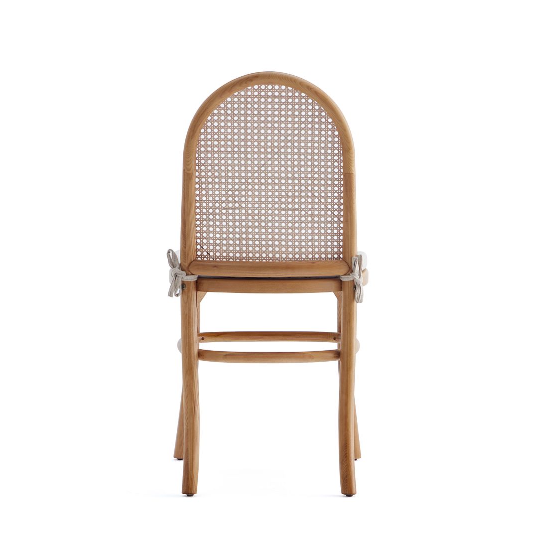 Manhattan Comfort Paragon Nature & Cane Dining Chairs With Cream Cushions In A Set Of 2
