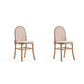 Manhattan Comfort Paragon Nature & Cane Dining Chairs With Cream Cushions In A Set Of 2